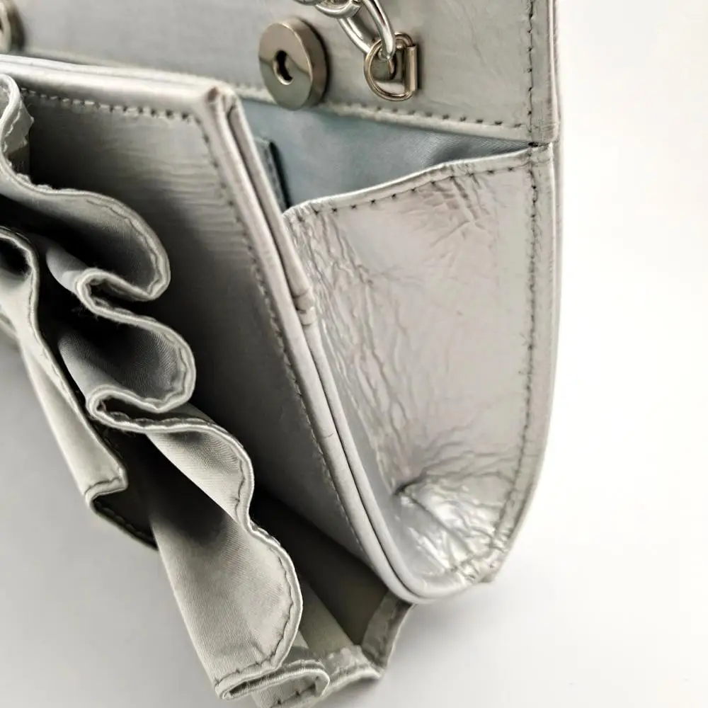 

African 2021 New Arrival Italian Design Nigerian Fashion Style Hot Selling Silver Color Ladies Shoes and Bag Set for Party