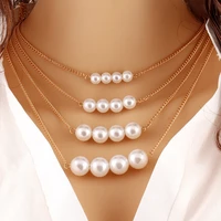 delysia king multilayer artificial pearl necklace clavicle chain sweater chain