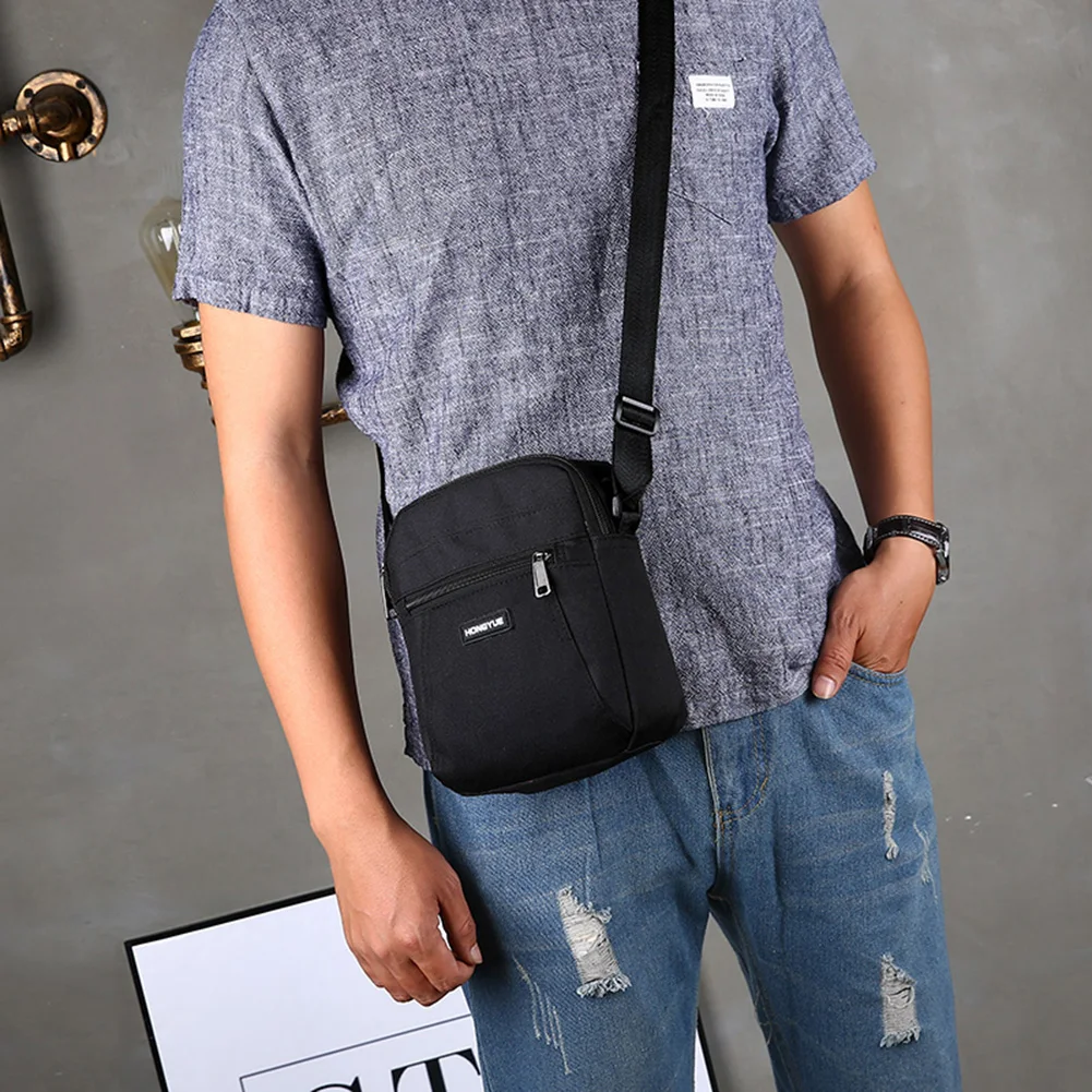 

Модная Холщовая Сумка через плечо для мужчин, повседневный однотонный мессенджер, маленький кошелек, сумки через плечо с отверстием для нау...