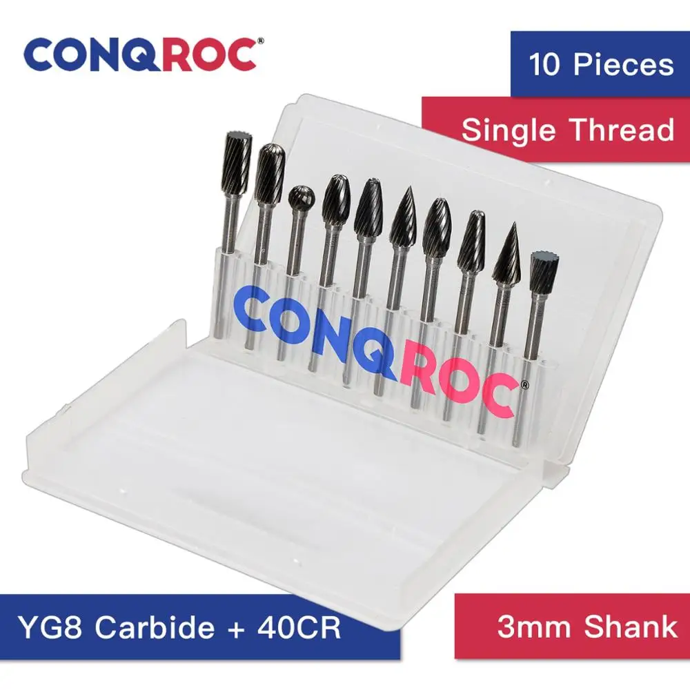 10 шт. карбидные роторные заусенцы фрезерные головки с одной резьбой