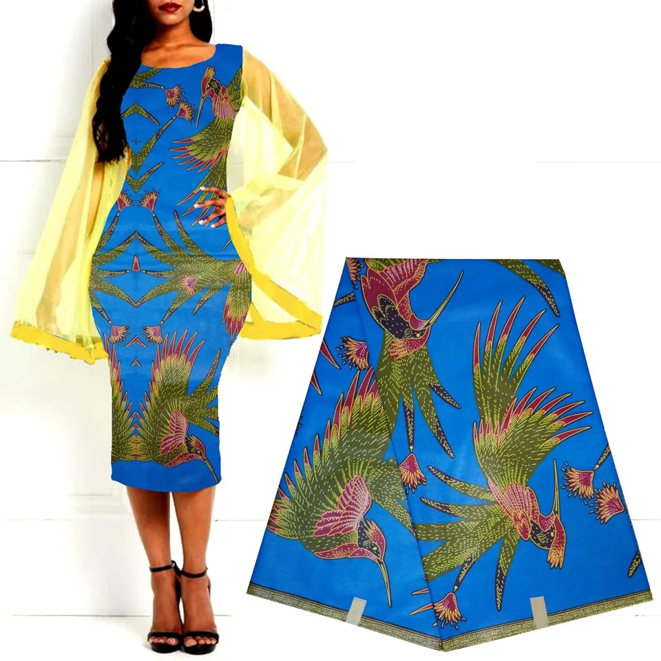 Синий Африканский воск печати настоящий из Анкары восковой ткани птица Феникс