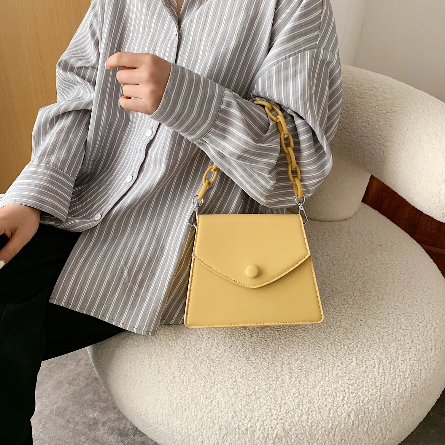 Дизайнерские маленькие сумки через плечо из искусственной кожи на толстой