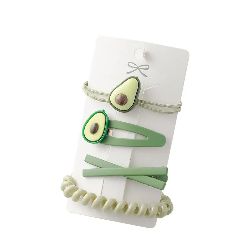 

4PCS Cartoon New Cute Princess Poached Egg Avocado Headwear Kids Elastic Hair Bands Children Rope Hairpin Girls Hair Accessories