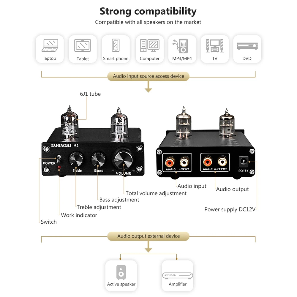 Мини аудио усилитель ламповый предварительный усилитель 6К4 вакуумный предусилитель RCA HiFi Fever Bile Preamp DIY домашняя кинозвуковая система.