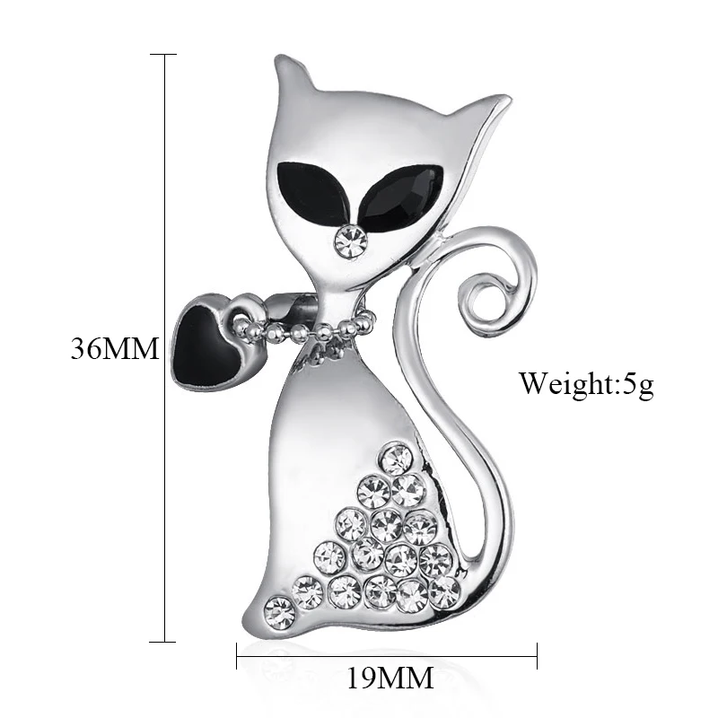 Женские броши булавки в виде кошек MAIKALE черно белые Броши со стразами форме
