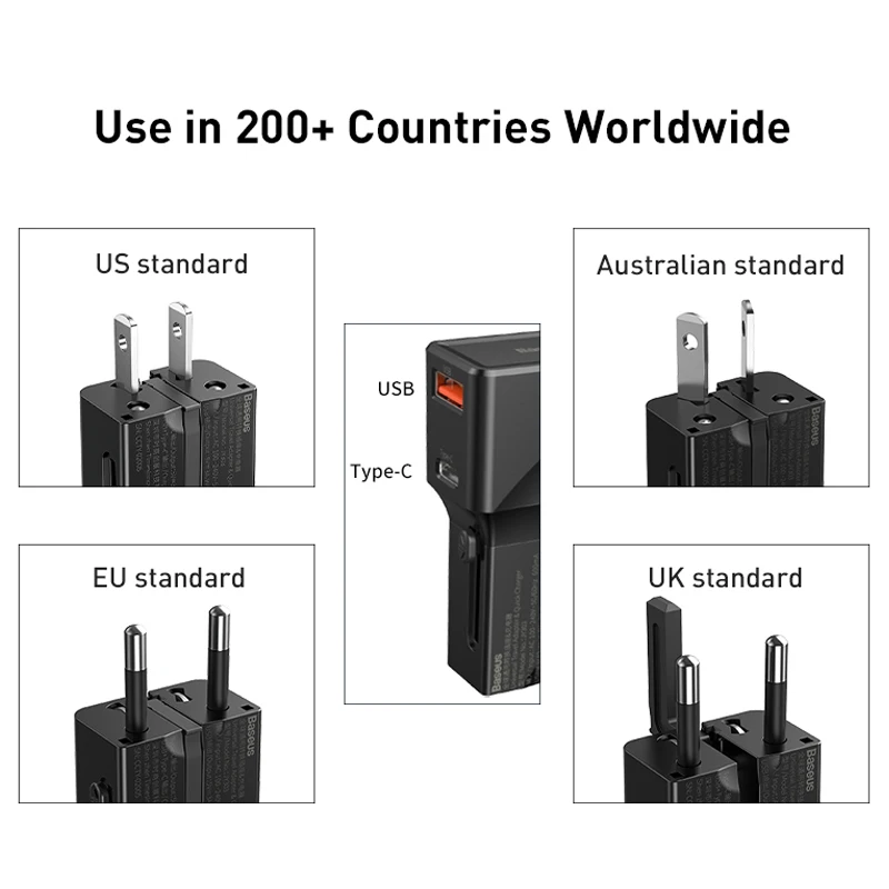 USB зарядное устройство Baseus быстрое 3 0 QC PD3.0 универсальная дорожная розетка C для