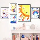 С изображением радуги солнца лунный Метеор небо облако Экстрим Цвет Wall Art Холст Картина Nordic Плакаты и принты настенные картины для детской комнаты настенный Декор