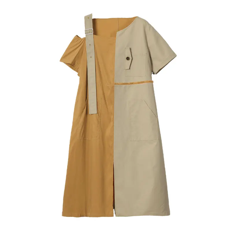 Женское асимметричное платье IRINACH214 длинное с короткими рукавами в стиле сафари