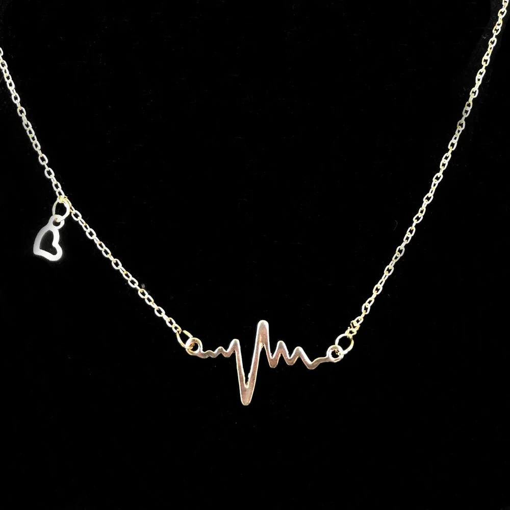 

South Korea Love Heart Shaped Titanium Necklace Imitation Ecg Heart Pendant Chain Winnings Jewelry Wholesale Female Clavicle