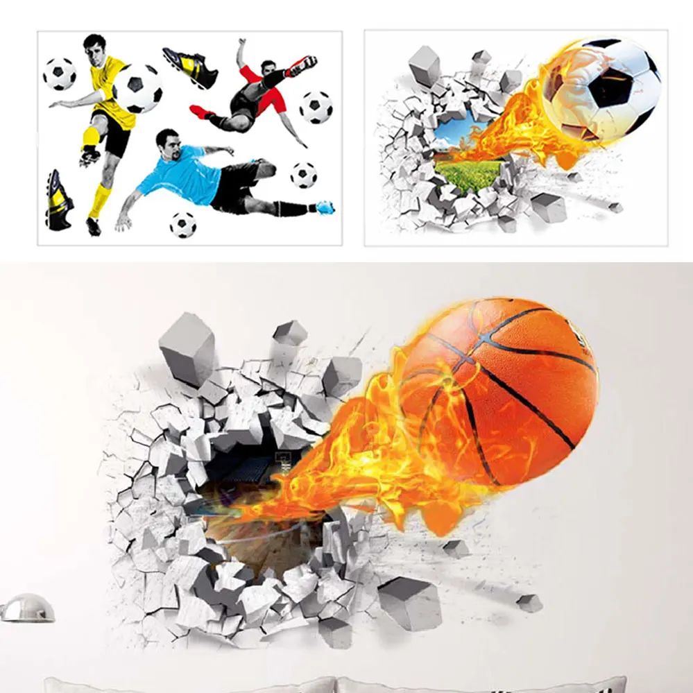 Стрельба футбол через стены наклейки для детской комнаты декорация Переводные