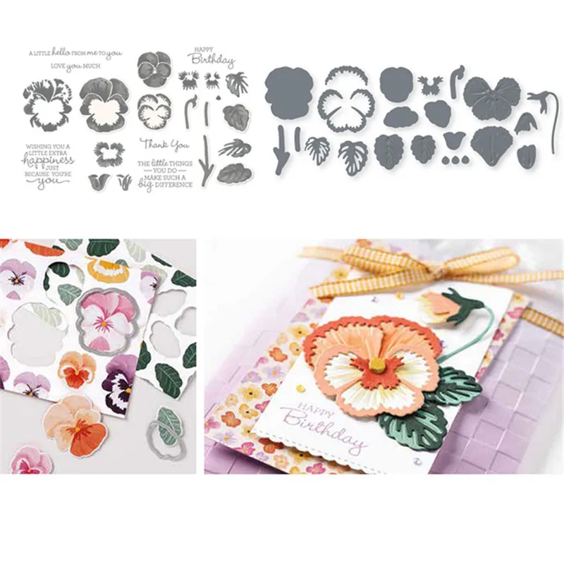 Анютины глазки патч металлический Трафаретный вырубной штамп и марки &quotсделай