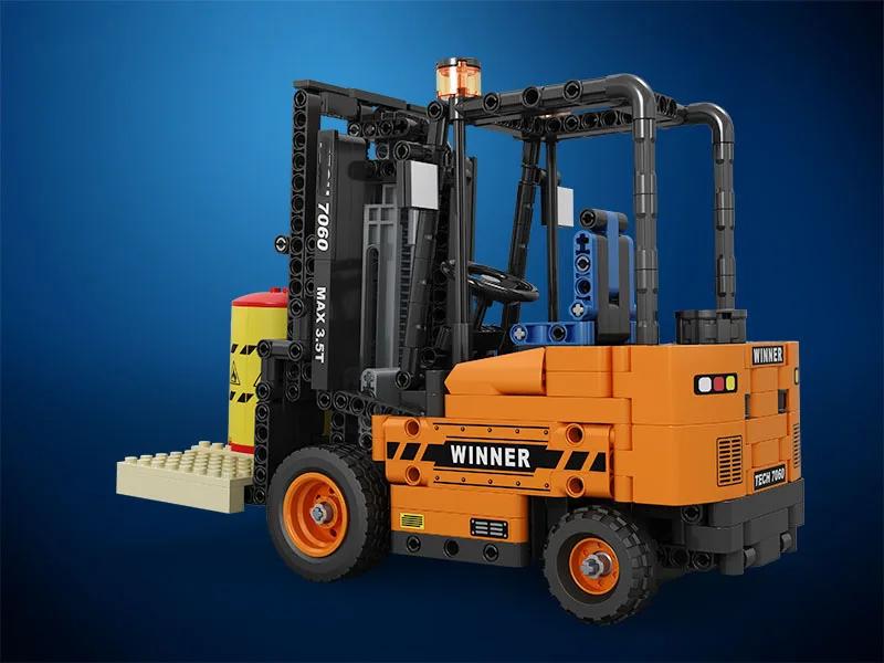 

Winner 7060 Engineering Vehicle Forklift Road Roller Crane Truck Wheel Excavator Mechanical Building Blocks Toys For Children