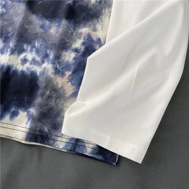 

EBAIHUI Streetwear Shirt Women Tie Dye T-shirt Women Girl BF Style Korean Loose Student Design Sense Niche Fashion Couple Top