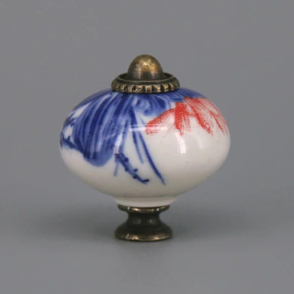 1x винтажная керамическая ручка с цветочным принтом декоративная для цветов