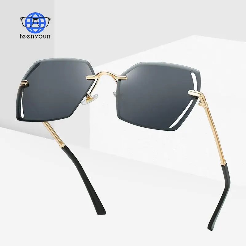 

TEENYOUN Fashion Rimless Steampunk Sunglasses Women 2021 UV400 Luxury Aviation Ladies punk Sun Glasses Shades dames Eyewear
