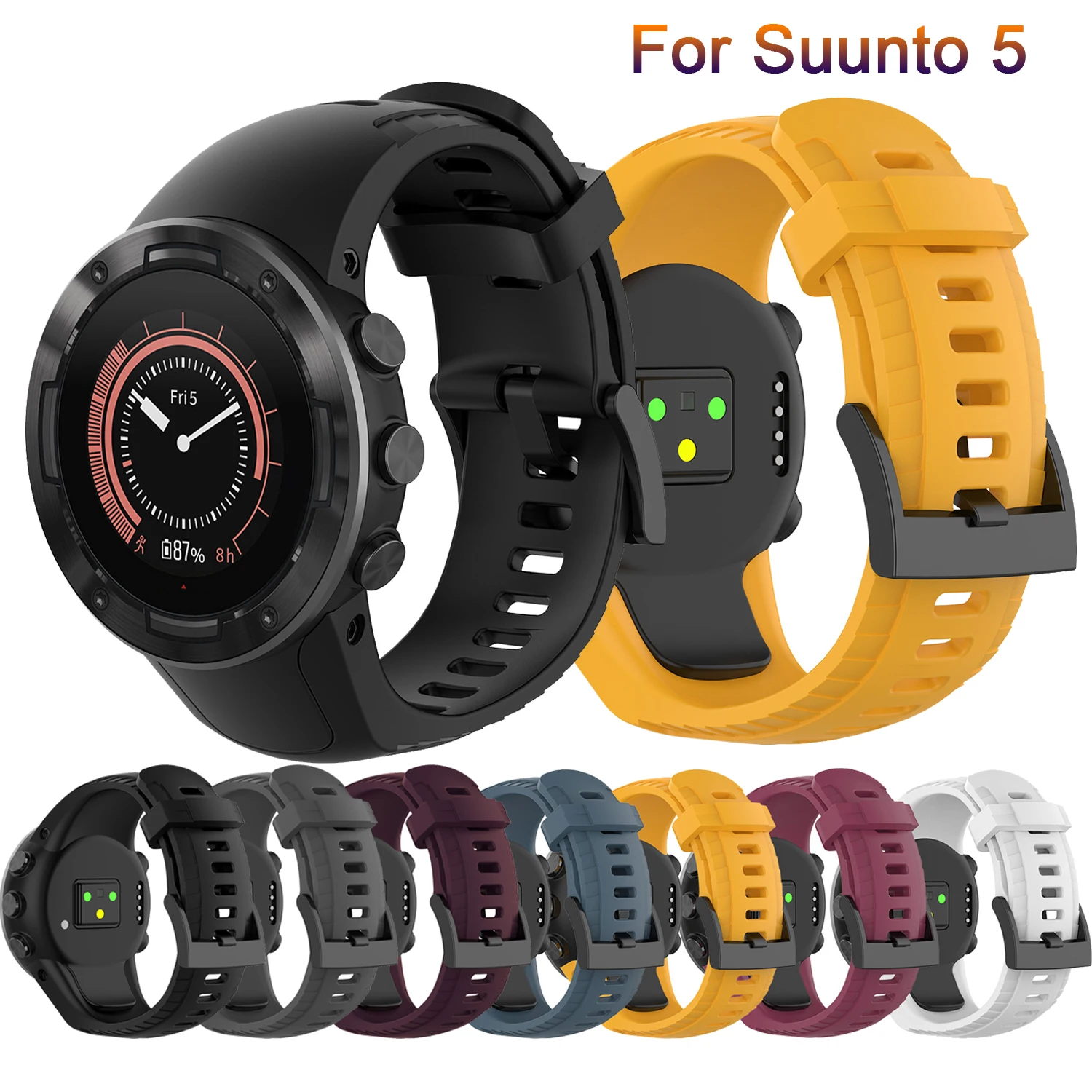 For Suunto 5 Smartwatch Wristband outdoors Sports Accessories Silicone Replacement WatchBand Wrist Strap Bracelet belt charger