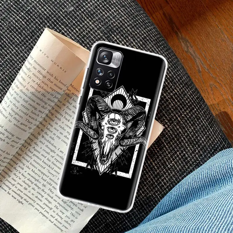 Lucifer's symbol sheep Skull Phone Case For Xiaomi X3 GT X4 NFC Pro 5G M2 M3 M4 Note 10 Lite F3 F2 F1 Mi A1 A2 A3 CC9E Cover Sof images - 6