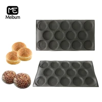 14 cavity black porous silicone mold cookie bun hamburger mould round milky bread tray non stick bakeware baking tools
