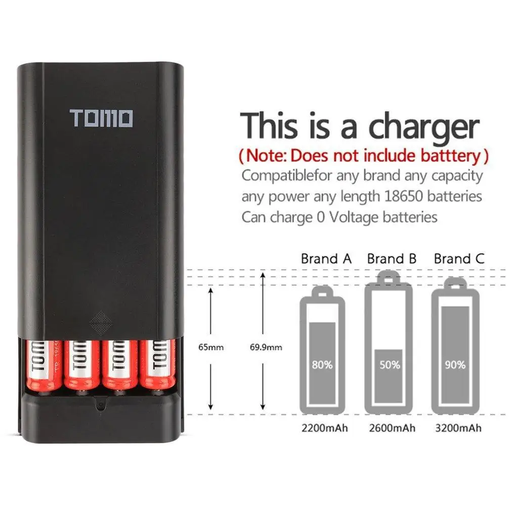 TOMO S4/M2/M3/T4 Smart Power Bank Charger Battery Case Box 18650 Dual USB KU | Электроника