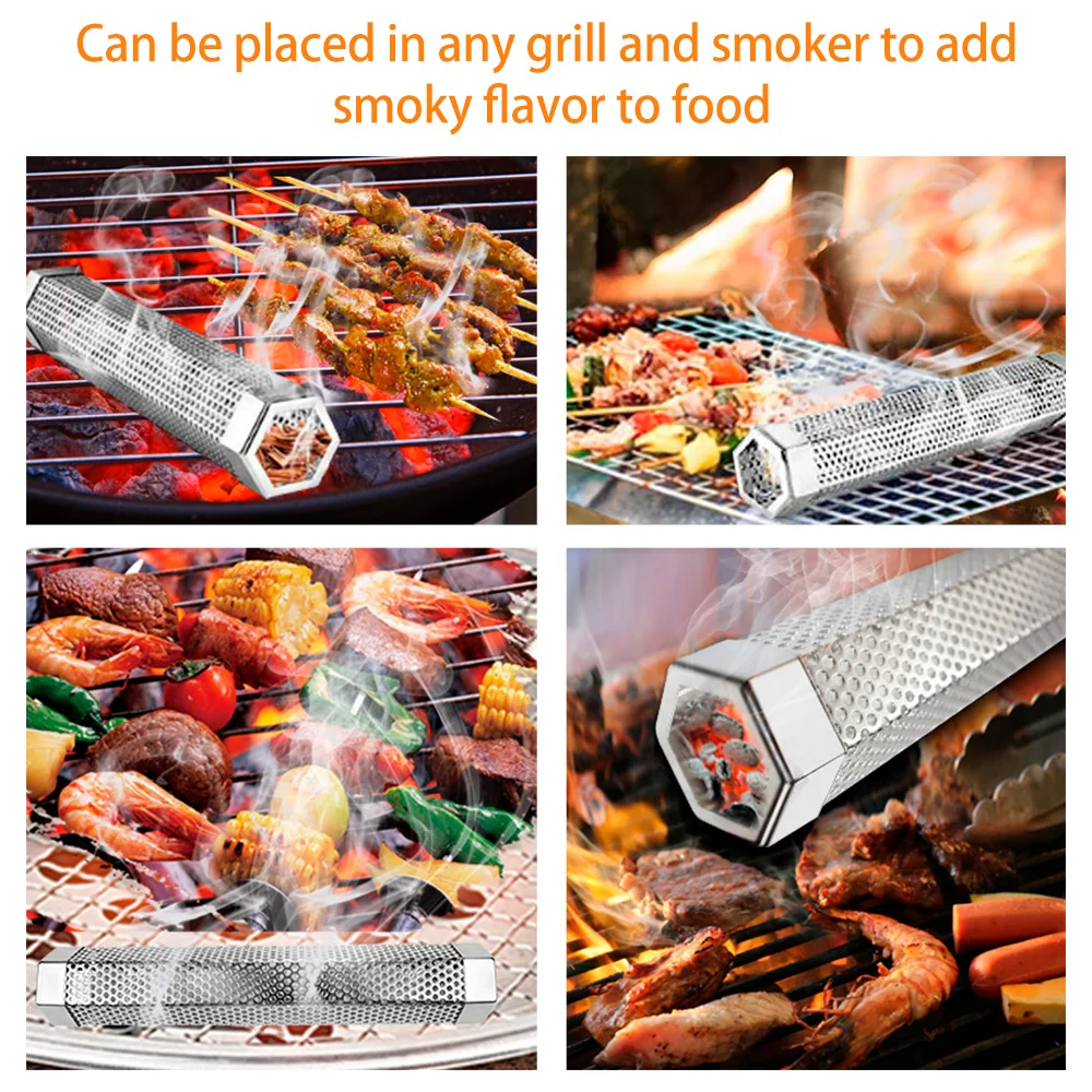 round stainless steel granule pipe barbecue tool accessories smoke generator absorb smoking network tube kitchen outdoor cooking free global shipping