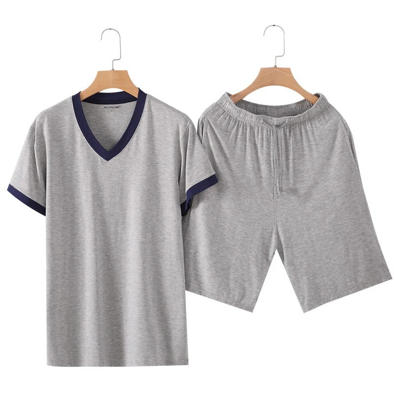 Summer 2Pcs Short Sleeves Sleep Top & Shorts Set Pajama Sets For Men Modal Sleepwear Suit Pyjamas Lounge Homewear Home Clothes