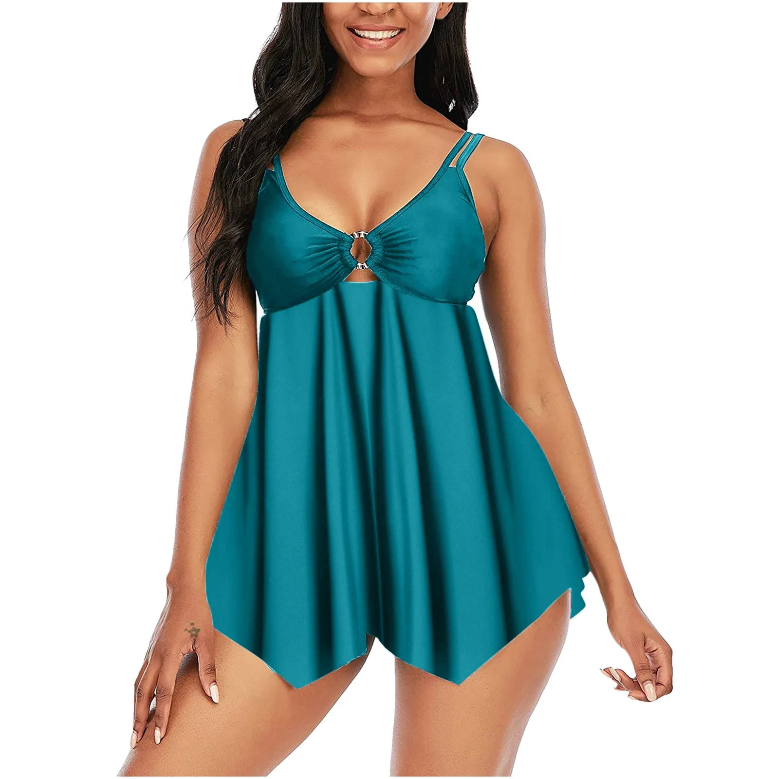 

Women Sexy Deep V Neck Patchwork Bathing Suit Dress Bikini Push-Up Pad Swimwear Swimsuit Beachwear Dropshipping