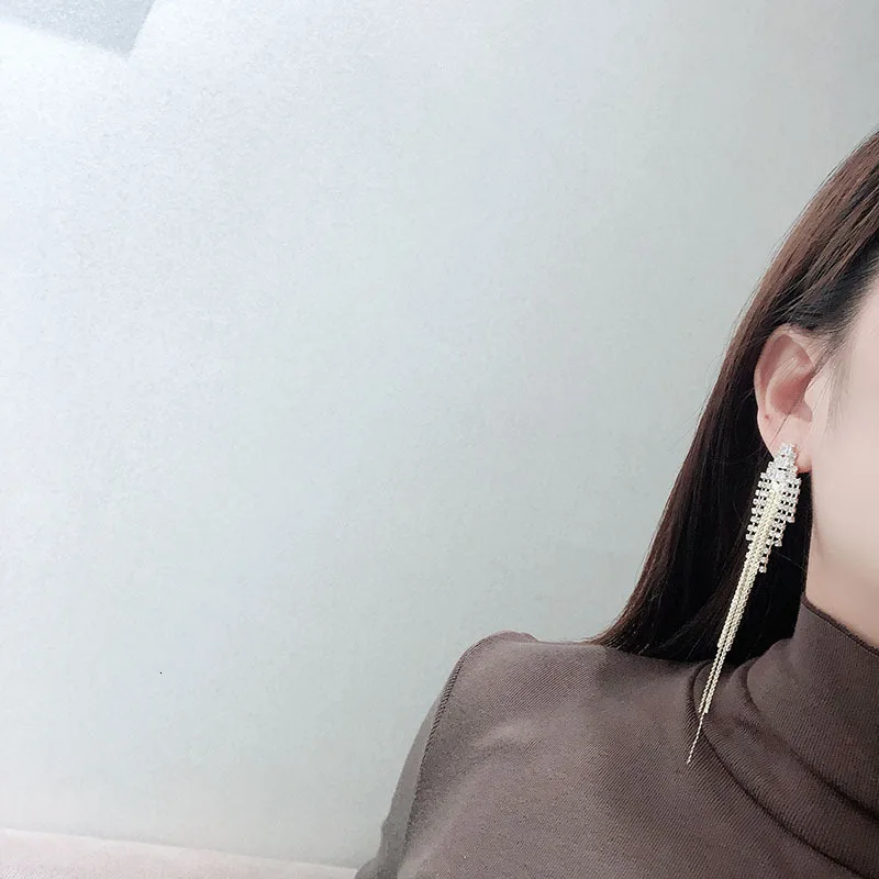 Новые роскошные серьги Стразы Кристалл Длинная кисточка для женщин свадебные