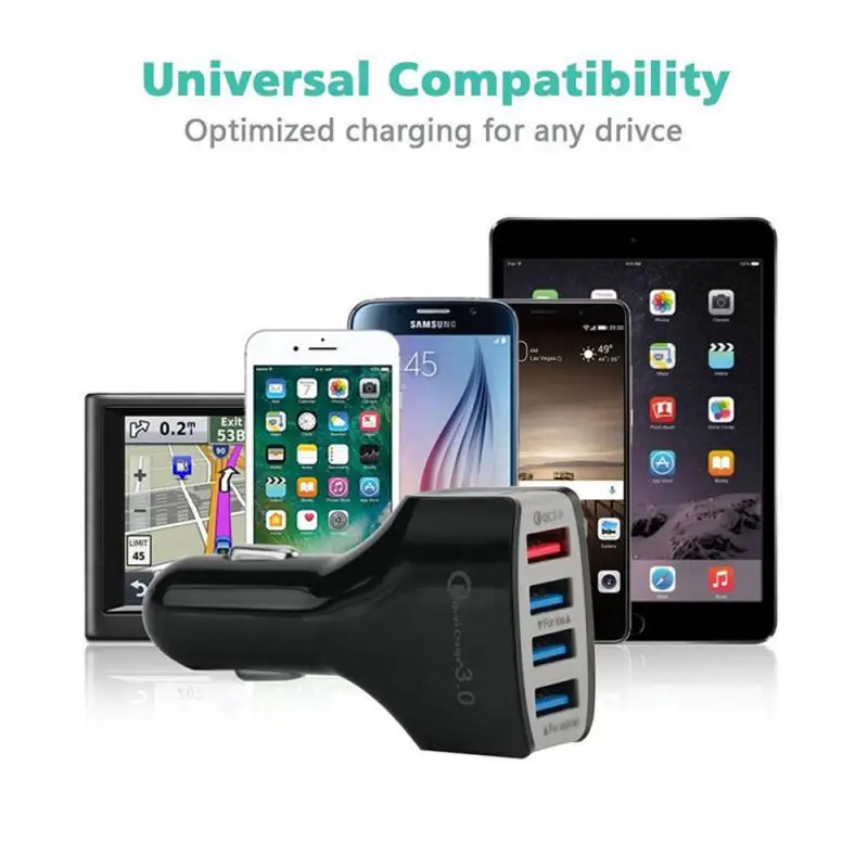 Автомобильное зарядное устройство с 4 портами USB 3 0 быстрая зарядка 30 Вт адаптер