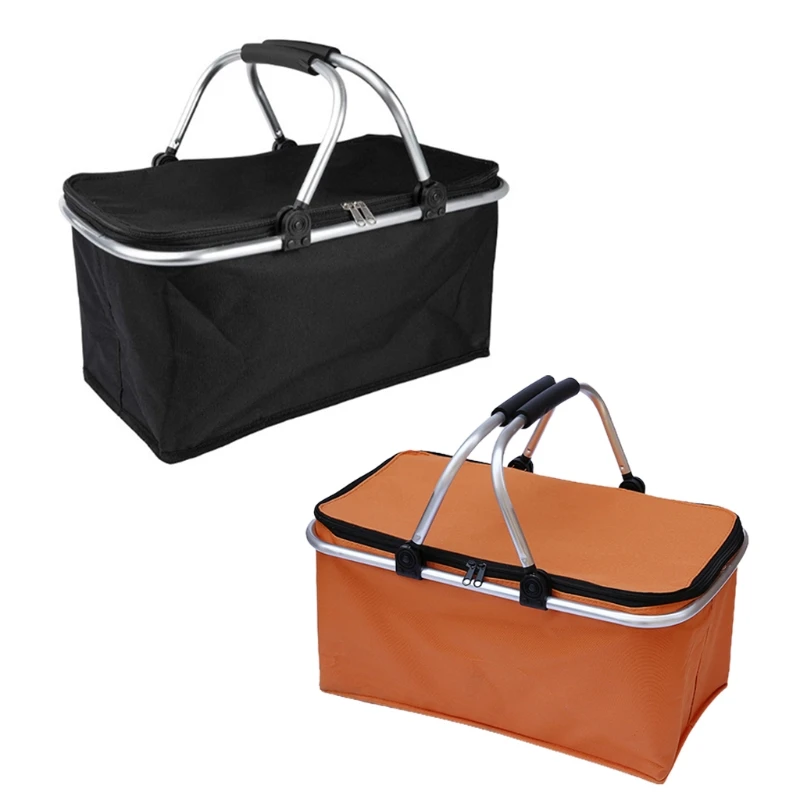 

Складная корзина для магазина, складная корзина для покупок, изолированные корзины для пикника с ручкой для кемпинга на открытом воздухе