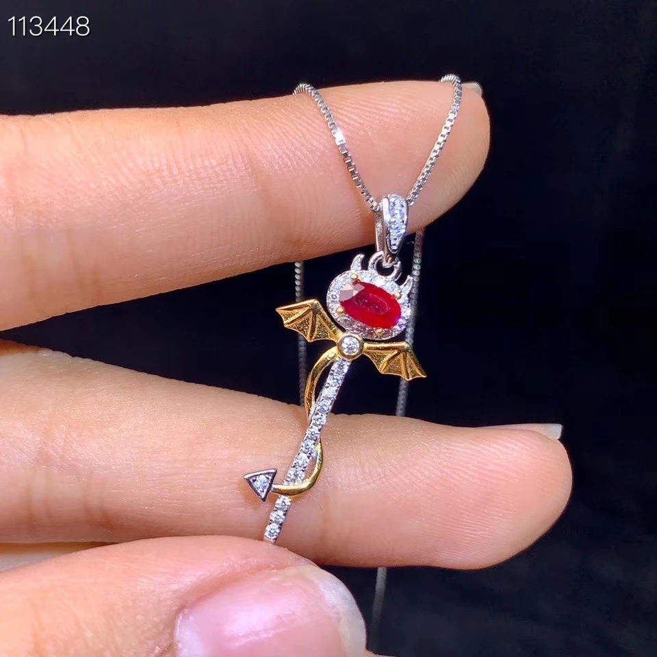 Ожерелье унисекс из серебра 925 пробы с красным Рубином | Украшения и аксессуары