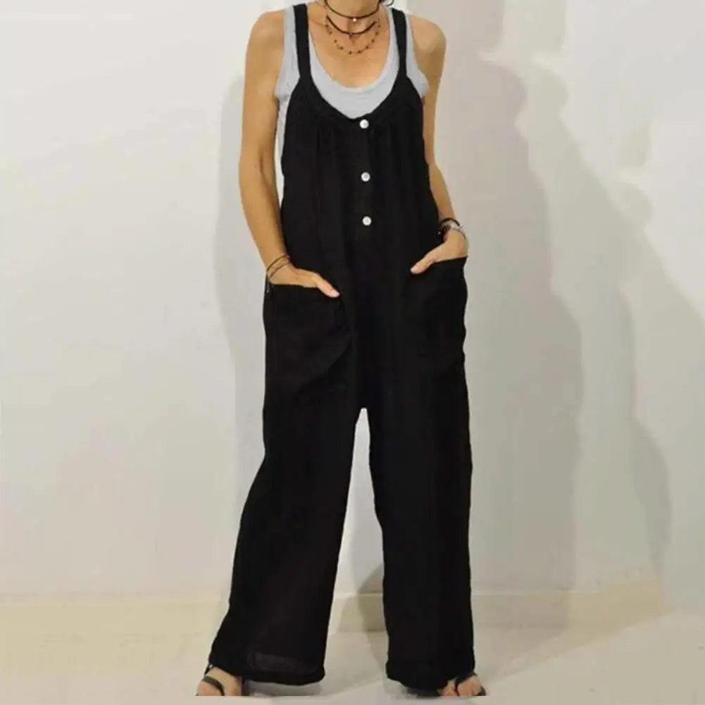 Женские повседневные однотонные комбинезоны с ремешками винтажные хлопковые