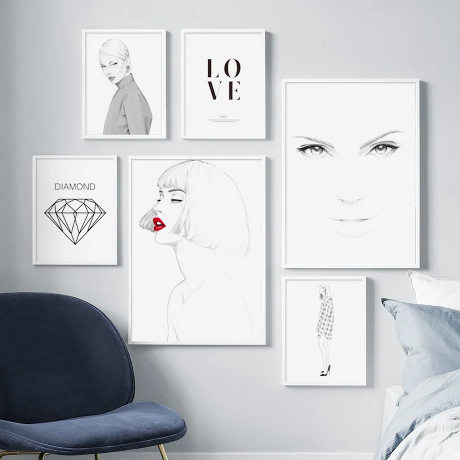 Настенная картина с изображением девушки из коротких волос Vogue Картина на холсте