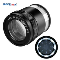 8 led reticle illuminated magnifier 10x optical magnifying glass with light cylindrical scale loupe measurement calibration lupa