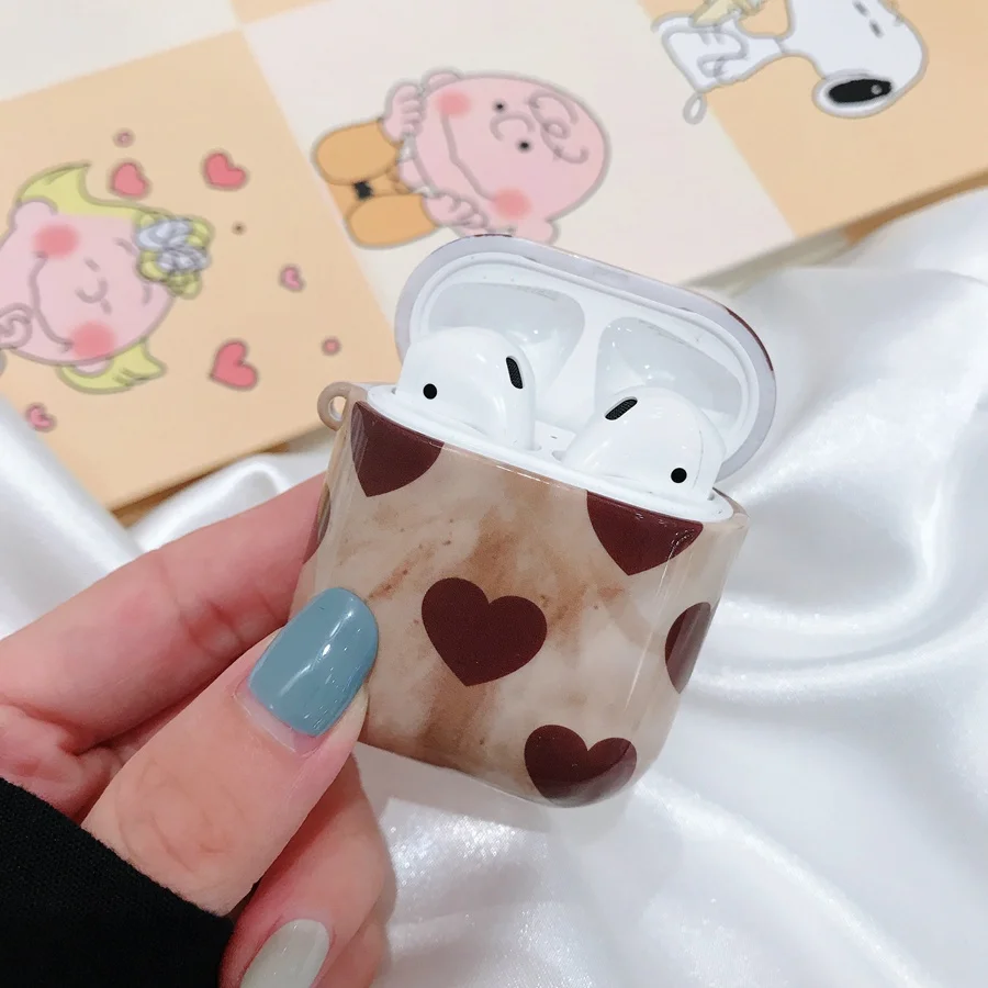 Heart Чехол с листьями для AirPods, Чехол Air pods, Роскошный чехол, чехол для Airpod 2, чехол для Apple Air Pods, вкладыши, зарядная коробка, Funda - Цвет: Heart