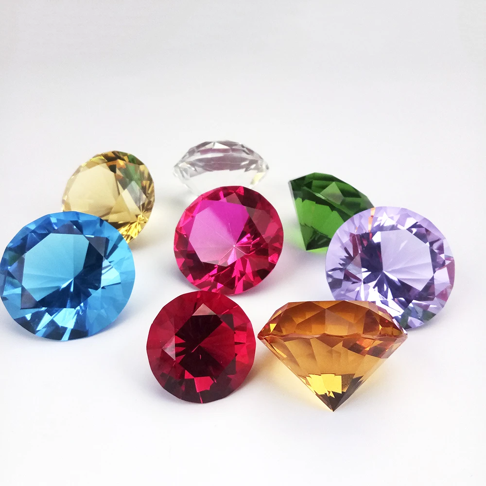 40mm Crystal Diamond Paperweight 1 Piece Various Color Glass Adornment Feng Shui For Home Wedding Table Decorations - купить по