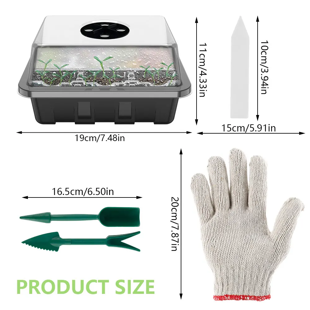 

3/5Pcs 12 Holes Plant Germination Tray Seed Tray Seedling Starter Tray Nursery Pot Seedling Box With Adjustable Breathable Cover