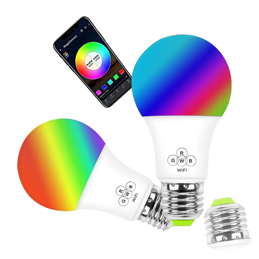 E27/B22 умная wi fi лампочка RGB Волшебная осветительная лампа приложение пульт