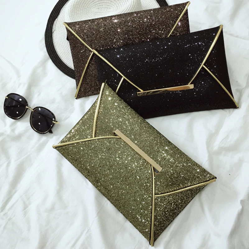 

Fashion Women Long Wallets Clutch PU Leather Sequins Big Capacity Phone Banquet Elegant Lady Purse Gold Hasp Female Envelope Bag