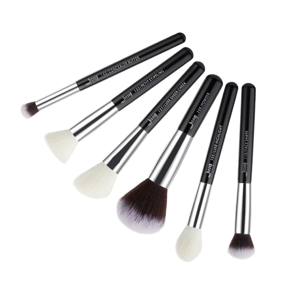 Jessup beauty набор кистей для макияжа из натуральной синтетической щетины 6 шт. Белый