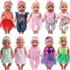 Кукольная одежда Комбинезоны + Hairbrand платье для кукол Одежда для новорожденных подходит 18 дюймов американский и 43 см ребенок новорожденный кукла реборн