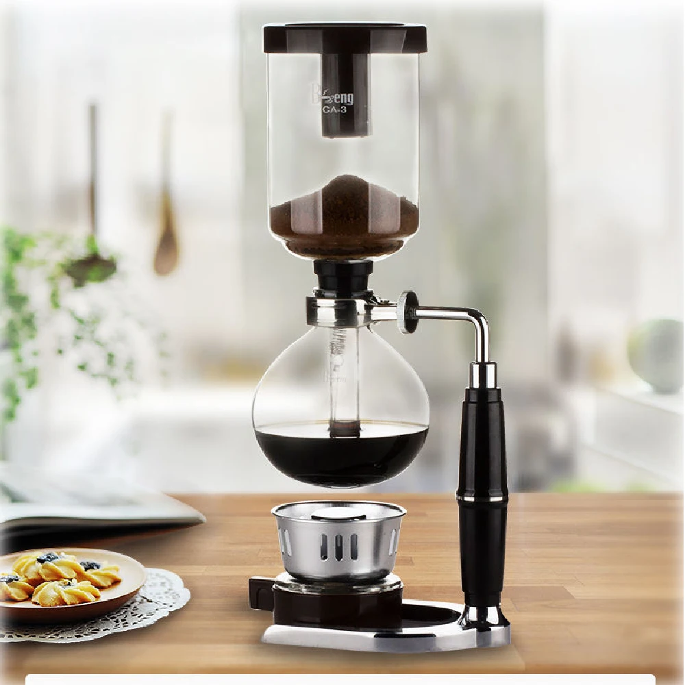 

3Cups Siphon Coffee Maker Tea Siphon Pot Vacuum Maker Hand Coffee Machine Heat-resistant Glass Type Siphon Coffee Machine Filter