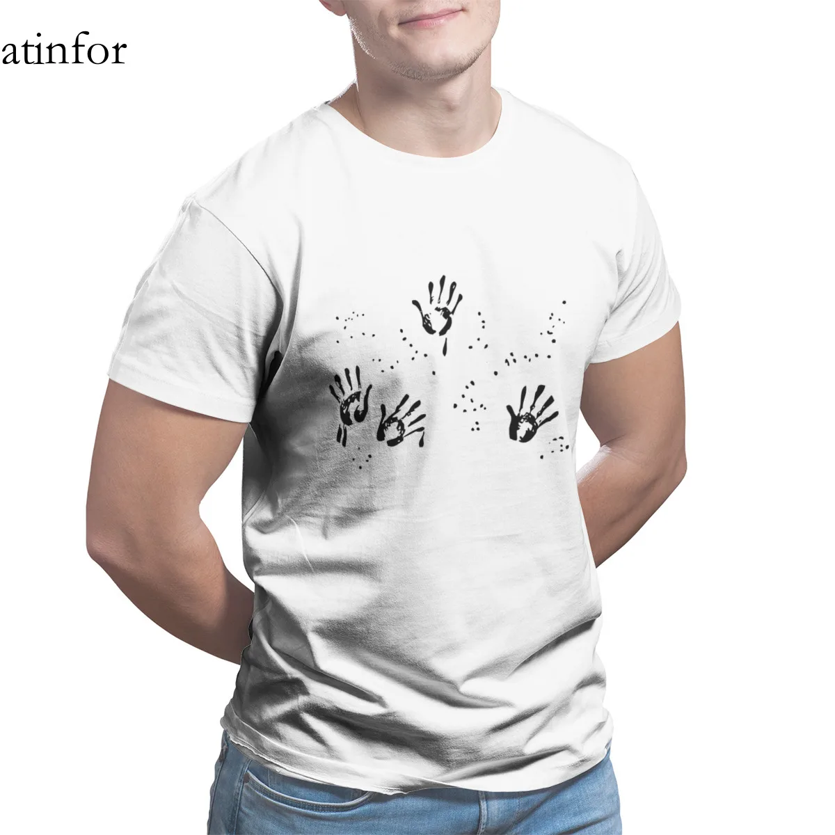 

Handprints T-Shirt Fashion Funny Punk Sleeve Streetwear Retro Tshirts 22497