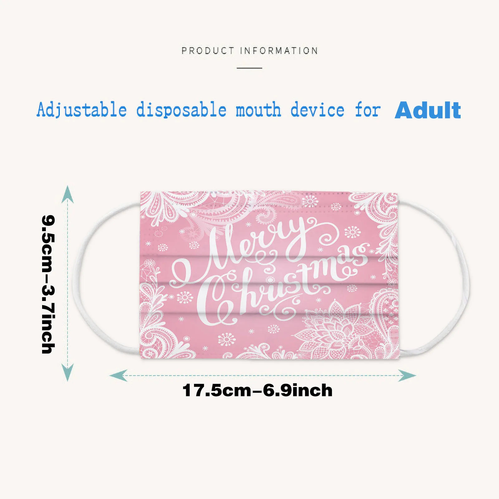 

50pcs Disposable Mask 3 Layer Adult Filter Mask Fashion Christmas Elk Head Print Disposable Pink Mask Breathable Mask mascarilla