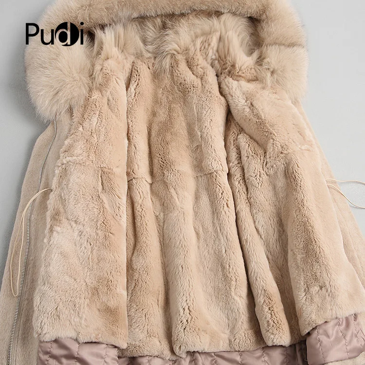 PUDI A18141 женская зимняя теплая куртка из натуральной шерсти жилет из натурального Лисьего меха для отдыха пальто для девочек Женская куртка пальто