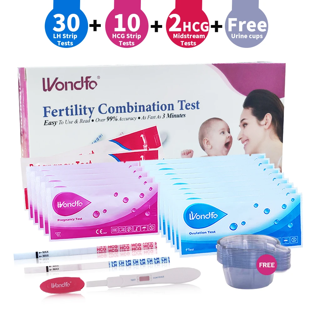 Wondfo 30 шт. овуляция+ 10 шт. тест на беременность моча полоски+ 2 шт. струйный тест на беременность моча наборы с мочой чашки