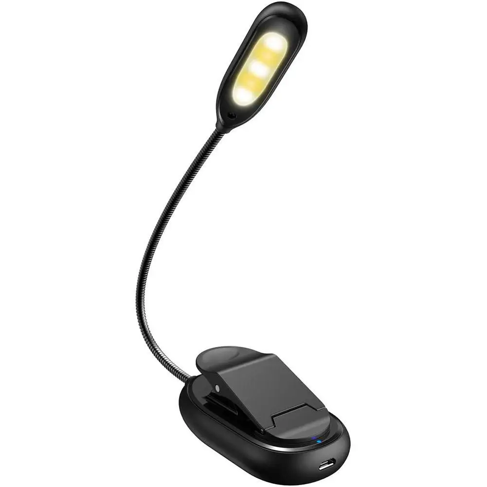 

3 Modes 110lm Book Light USB Rechargeable Flexible Night Lamp Table Desk 1W Brightness Clip Bedside 5 LED Reading Light Lan I7L1