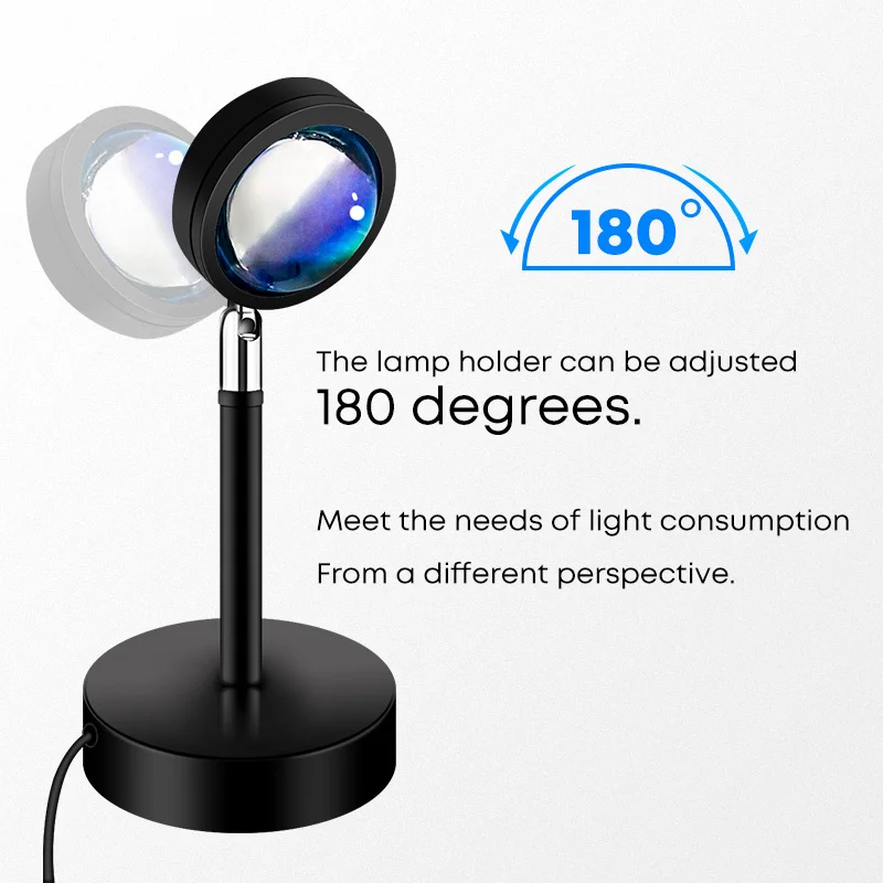 

Sunset Projection Lamp Led Light Lamp Atmosphere Rainbow Halo Lamp For Bedroom Live Broadcast 16 Colors Remote Control Usb