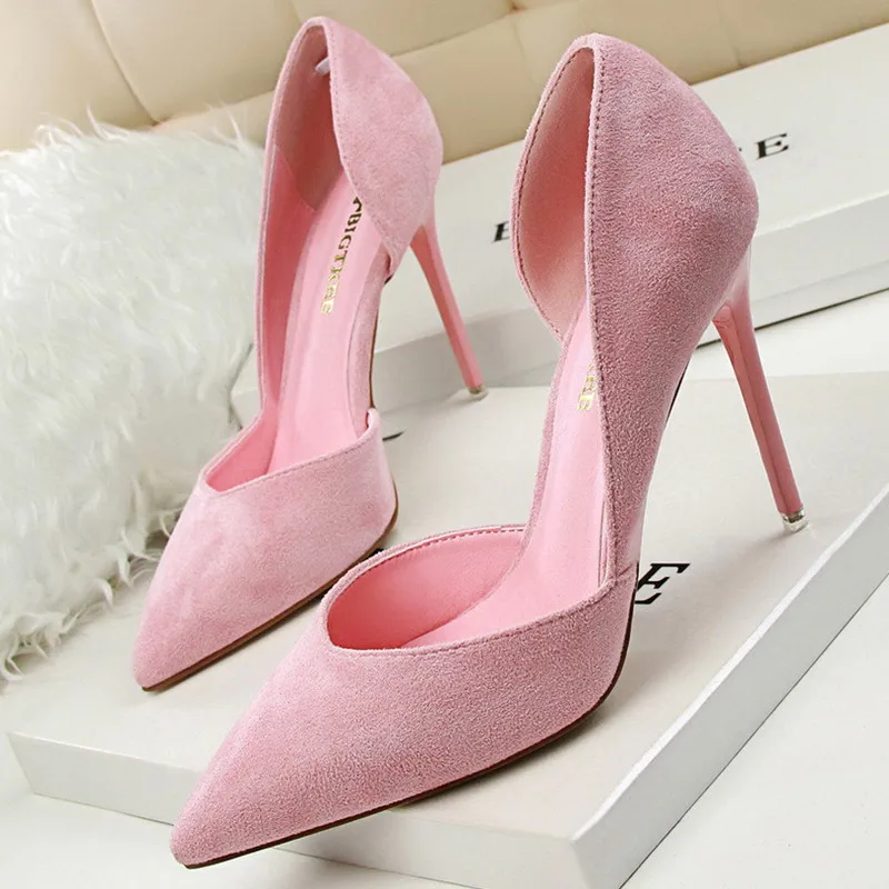 

Туфли BIGTREE женские замшевые, высокие шпильки, свадебные туфли, красные, розовые, черные, 2022