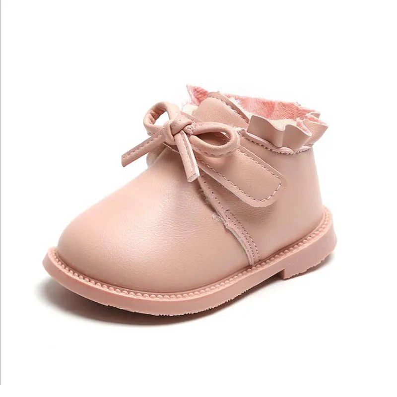 

Winter Lovely Plush Baby Girls Princess Shoes Bowknot Warm Infant Boots Baby Snow Boots Soft Sole Children Boots For Girls