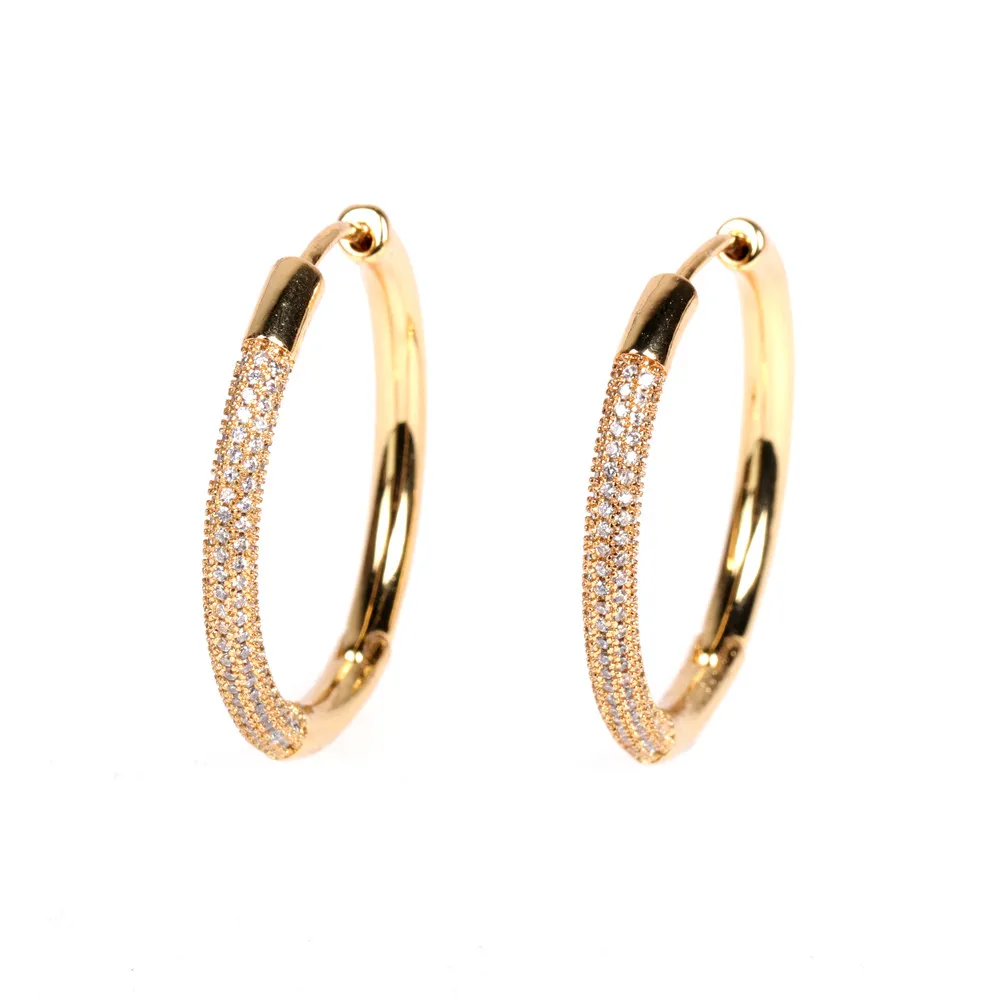 

EYIKA Luxurious Cubic Zirconia Big Circle Round Hoop Earrings for Women Trendy Gold Color Wedding Engagement Party Jewelry Gift